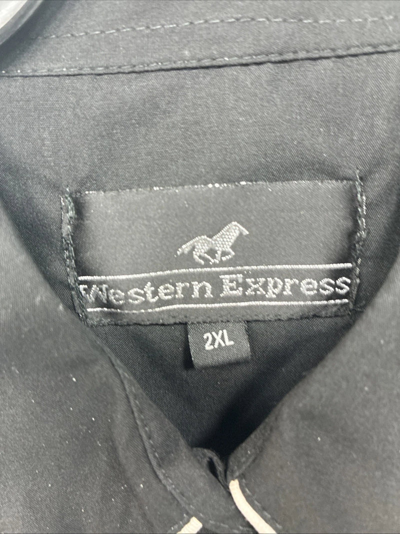 New Women’s Western Express Black Design Long Sleeve Pearl Snap 2XL GG-15