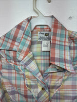 New Girls Dickson Jenkins Pink Plaid Long Sleeve Pearl Snap Size 28 DD-124