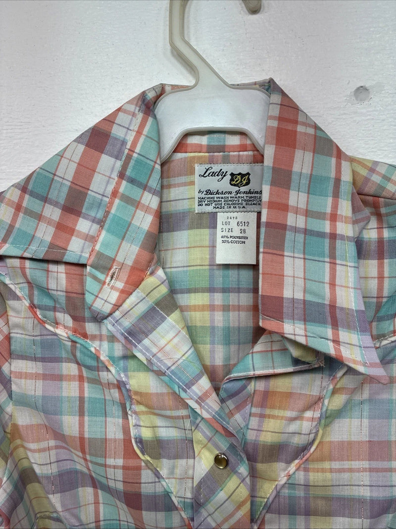 New Girls Dickson Jenkins Pink Plaid Long Sleeve Pearl Snap Size 28 DD-124