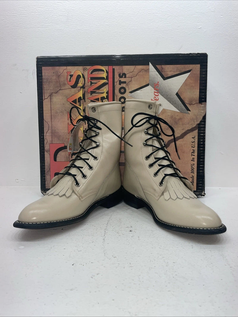 New Women’s Cream Texas Brand Cowboy Boots. 4469 & M. 16-108