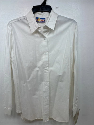 New Women’s Cricket Creek White Long Sleeve Button Up Size Large TT-84