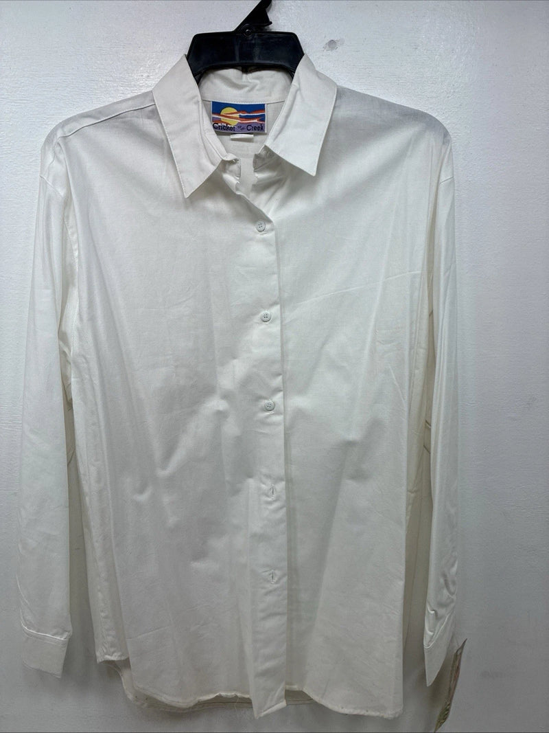 New Women’s Cricket Creek White Long Sleeve Button Up Size Large TT-84