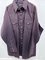 New Men’s White Horse Black Red Stripe Long Sleeve Pearl Snap XL H-77