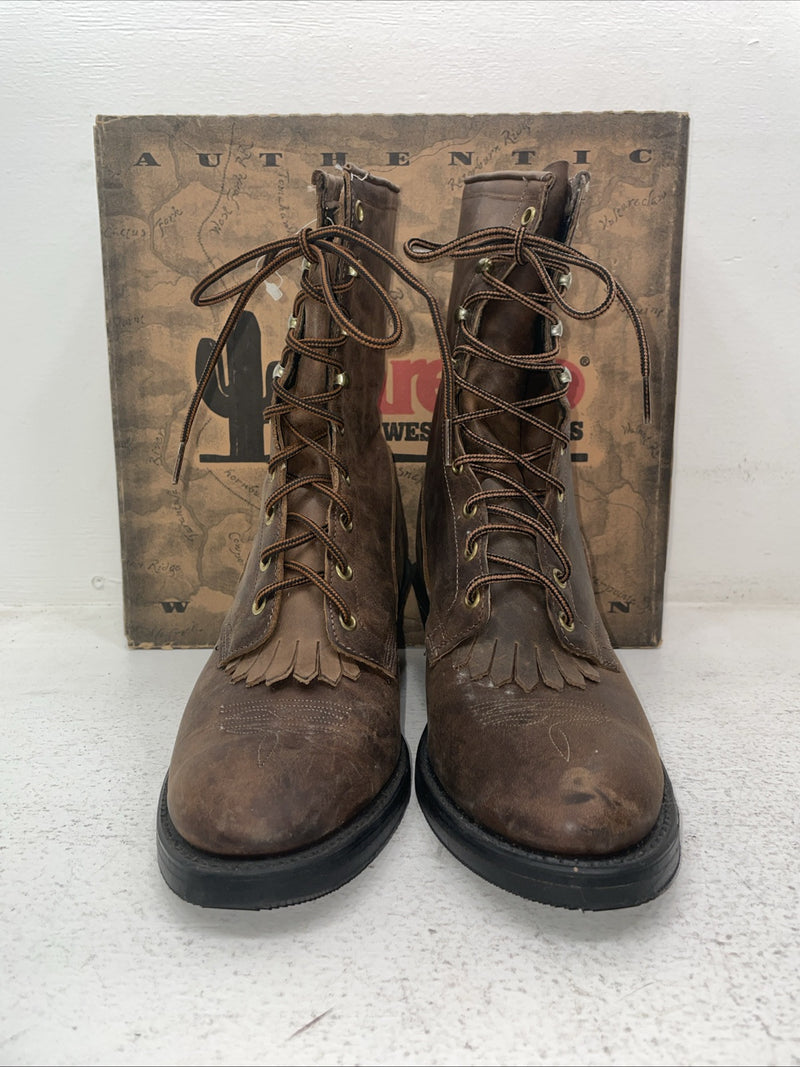 New Men’s Brown Lace Up Laredo Cowboy Boots. 1233 9.5 9 1/2 E E. 4-39