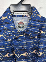 New Women’s Cumberland Blue Dosages Short Sleeve Pearl Snap Large MM-137