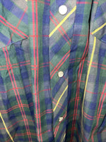 New Men’s Green Plaid ELY Plains Long Sleeve Pearl Snap Shirt. 16.5x34 L S-3