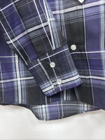 New Kids ELY Cattleman Purple Plaid Long Sleeve Pearl Snap Small LL-6