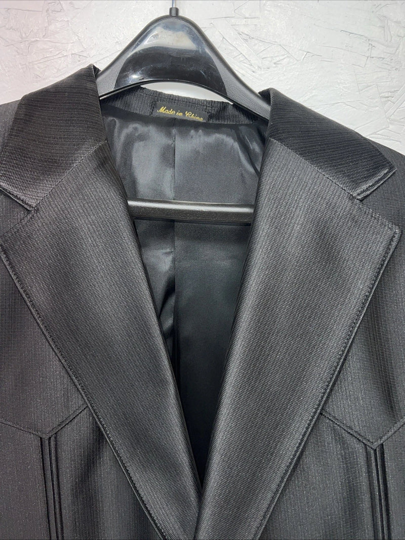 New Men’s Black Circle S Long Suit Coat 46L #CC5091 WW-58
