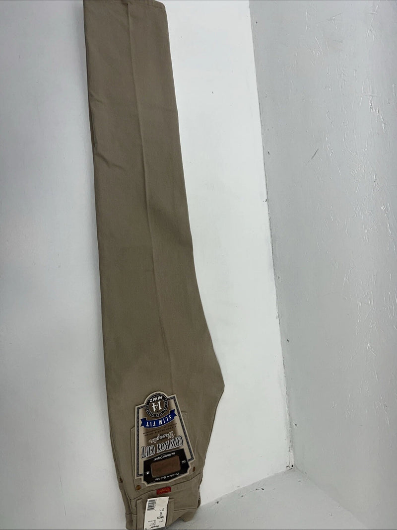 New Girls Boys Cowboy Cut Slim Fit Wrangler Tan Denim Jeans. 5x34 F-39