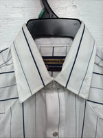 New Men’s Panhandle Slim White Stripe Short Sleeve Pearl Snap 15.5 Medium V-20