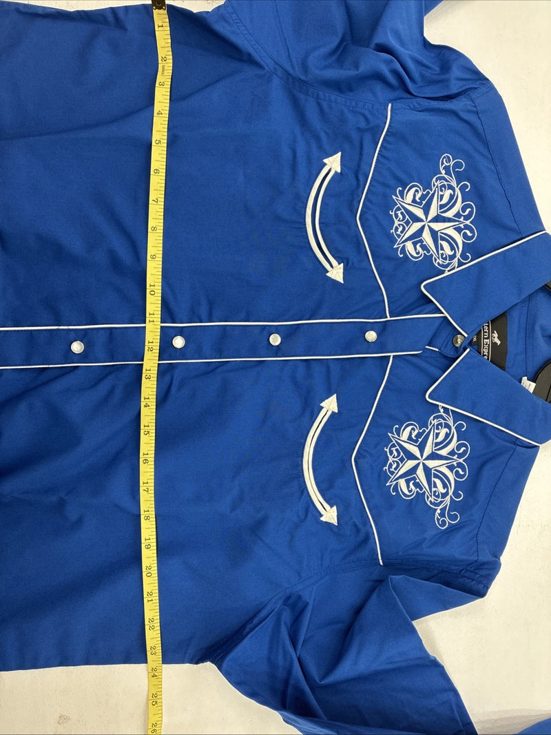 New Women’s Western Express Blue Designed Long Sleeve Pearl Snap 2XL GG-20