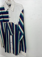 New Men’s Multicolor Strip Mine&Bills Long Sleeve Button Up Shirt. M P-49