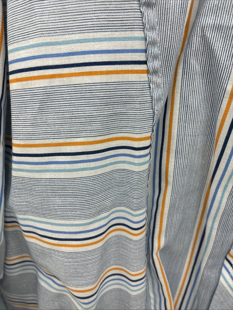 New Men’s Tem Tex Blue Yellow Stripe Long Sleeve Pearl Snap 16.5 Large V-23