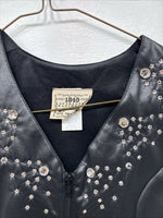 New Women’s 1848 RanchWear Black Rhinestone Sleeveless Vest Zip Up Medium YY-39