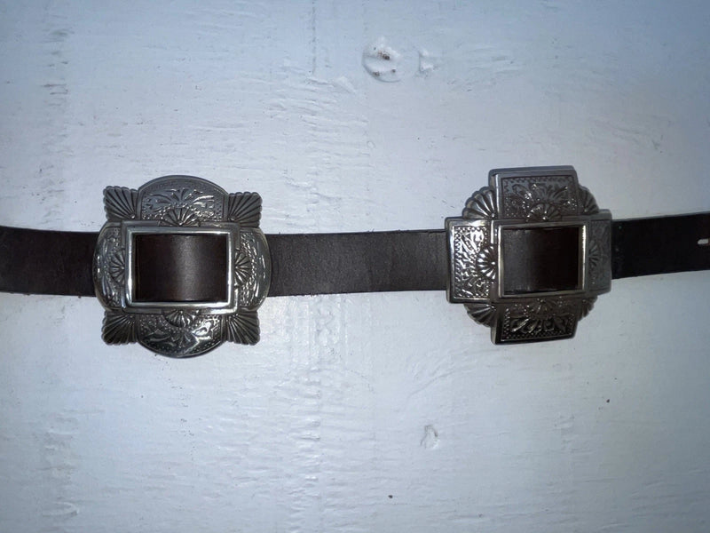 New Brown Genuine Leather Chambers Silver Pendent 28” Belt #3001 JJ-58