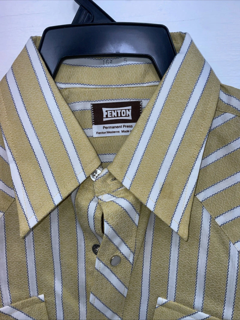 New Men’s Fenton Yellow Long Sleeve Pearl Snap Medium B-96