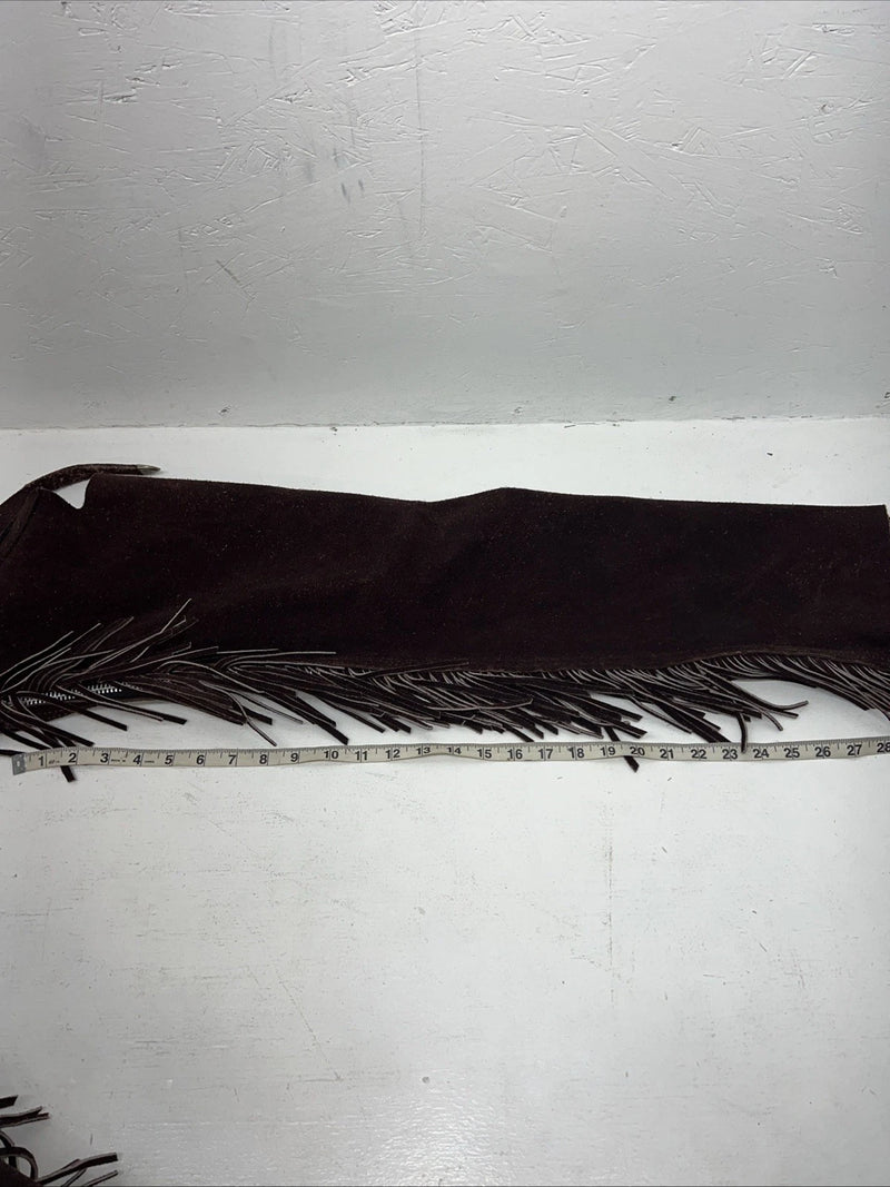 NOS Brown Show Chaps With Fringe Adjustable Waist 38” N-38