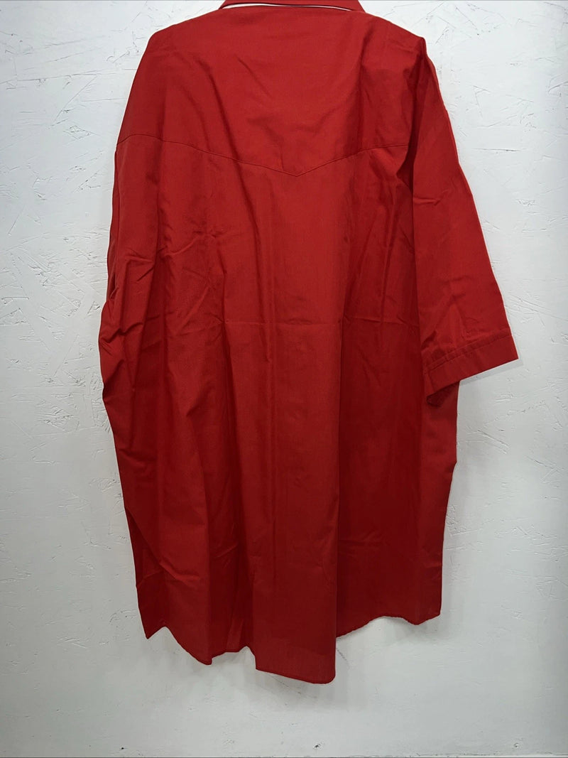 New Mens Red Pearl Snap ELY cattleman Short Sleeve Shirt 17 XL I-44