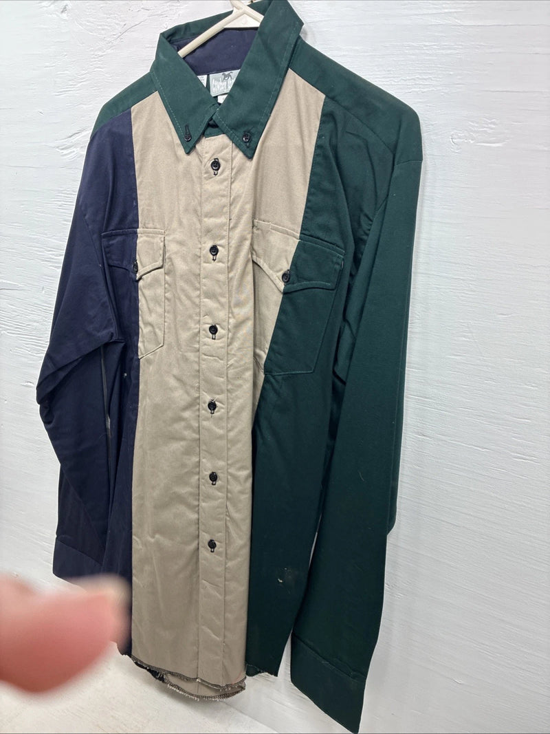 New Men’s Cowboy Thread Multicolor Long Sleeve Button Up Large CC-50 