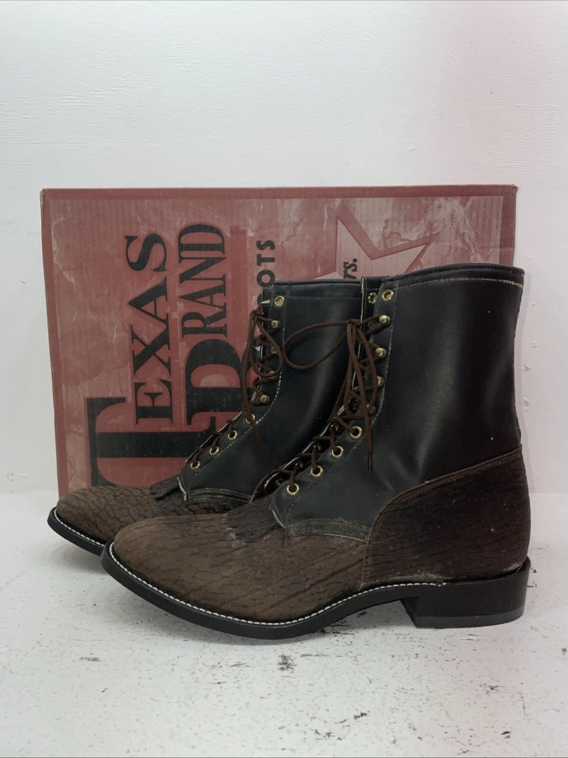 New Men’s Brown Lace Up Texas Brand Cowboy Boots. 36760 12 D. 10-55