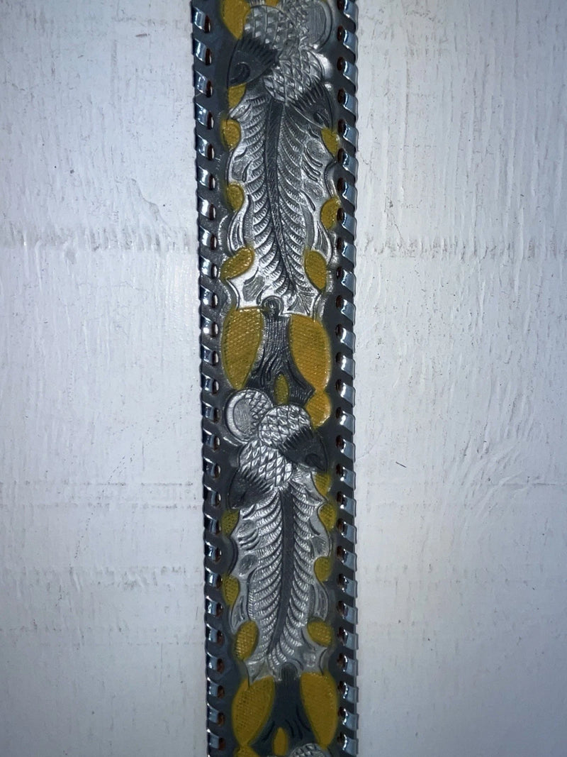 New Gray Genuine Leather Kentucky Weaved And Tooled 30” Belt #82004 JJ-127