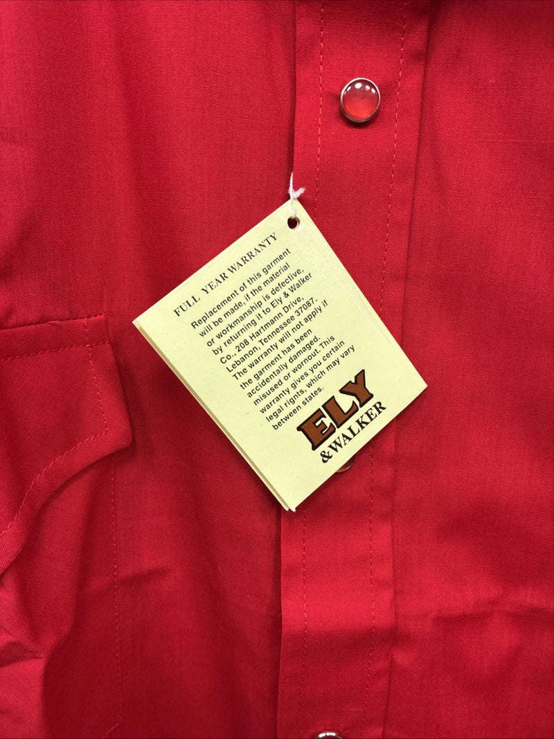 New Men’s ELY Cattleman Red Short Sleeve Pearl Snap 18.5 2XL R-12
