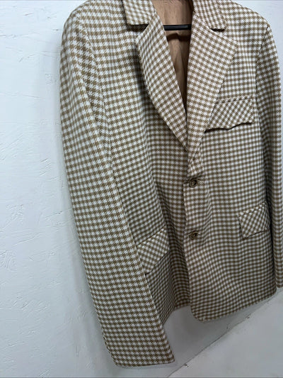 New Men’s Pioneer Wear Tan Plaid Suit Jacket 42 #589 V-604