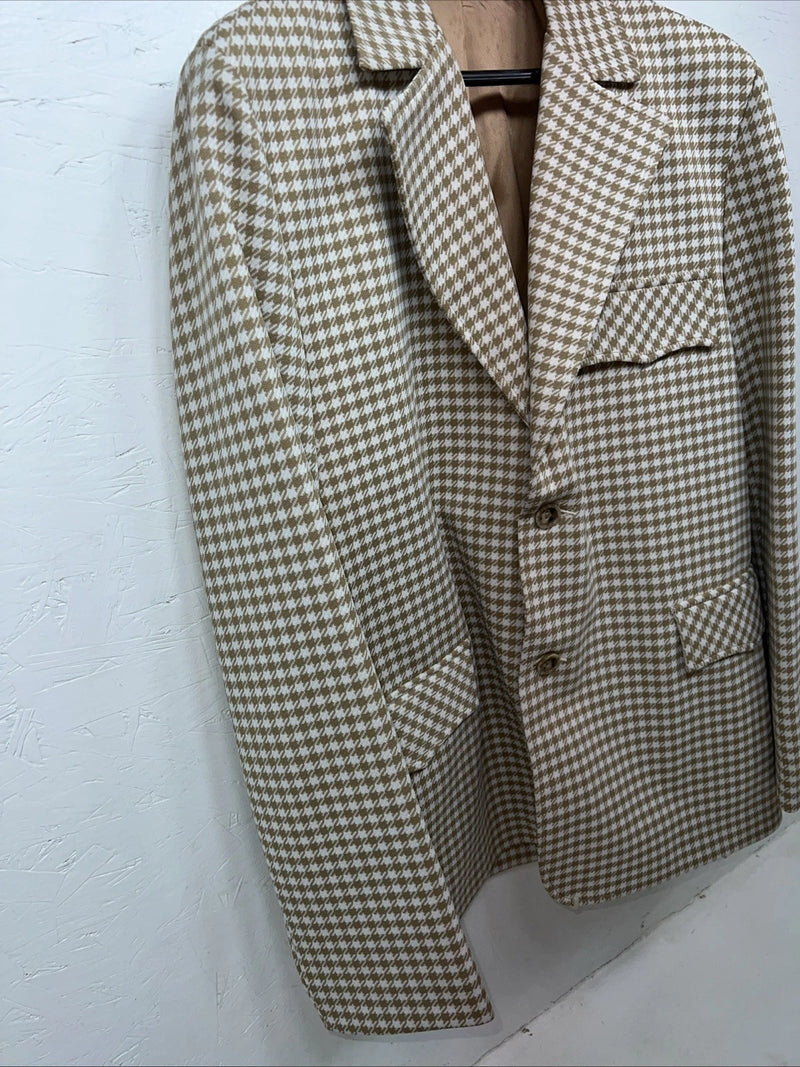 New Men’s Pioneer Wear Tan Plaid Suit Jacket 42 #589 V-604