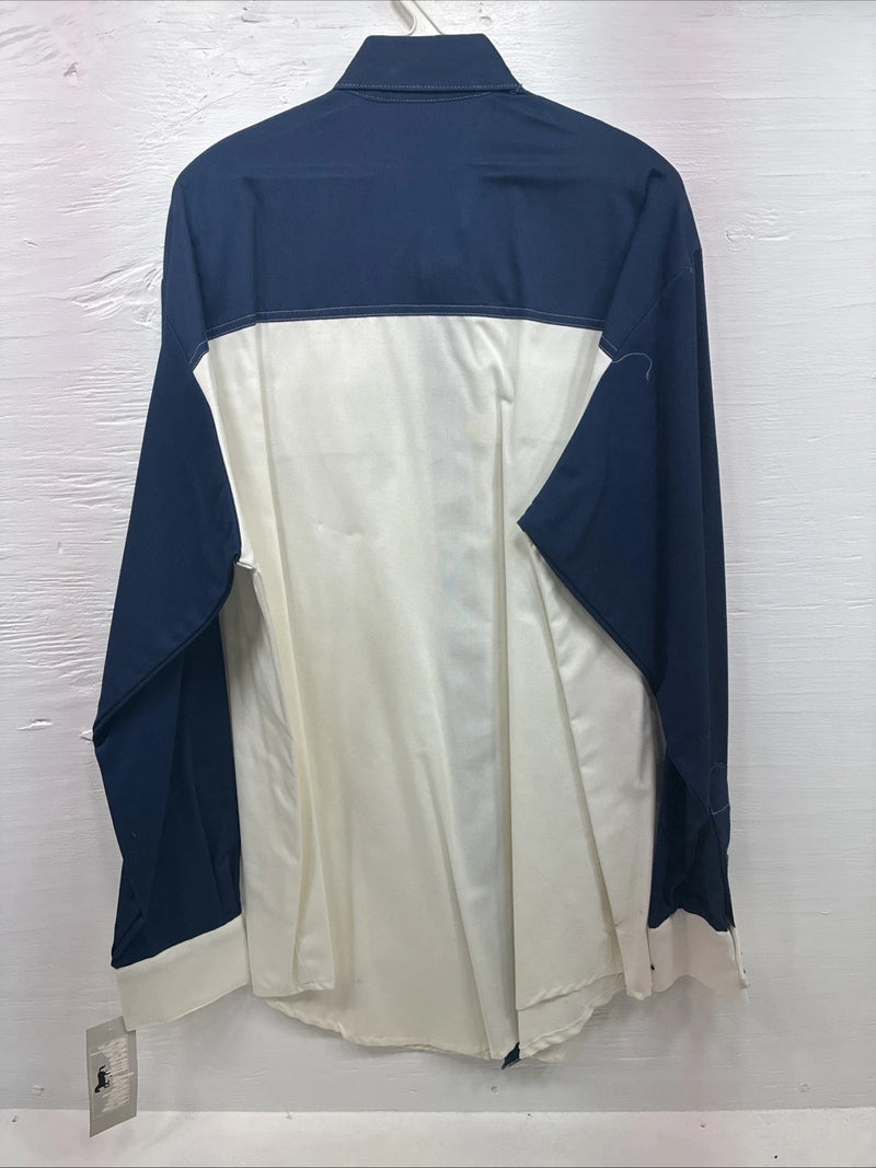 New Men’s Cowboy Threads Blue White Long Sleeve Button Up Shirt Large V-79