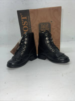 New Infant Dan Post Black Ostrich Print Lace Up Cowboy Boots. 5 D . 24-3