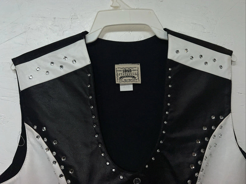 New Women’s 1849 Authentic Ranchwear Black White Western Vest XL #2929 UU-35