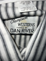 New Men’s Stripped Champion Westerns Pearl Snap Long Sleeve Shirt. 16x34 L P-26