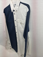 New Men’s Cowboy Threads Blue White Long Sleeve Button Up Large V-80