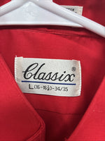 New Classix Red Long Sleeve Button Up English Shirt 16-16.5 Large X-80