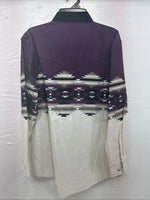 New Women’s Cumberland Purple Western Long Sleeve Button Up Pearl Medium V-59