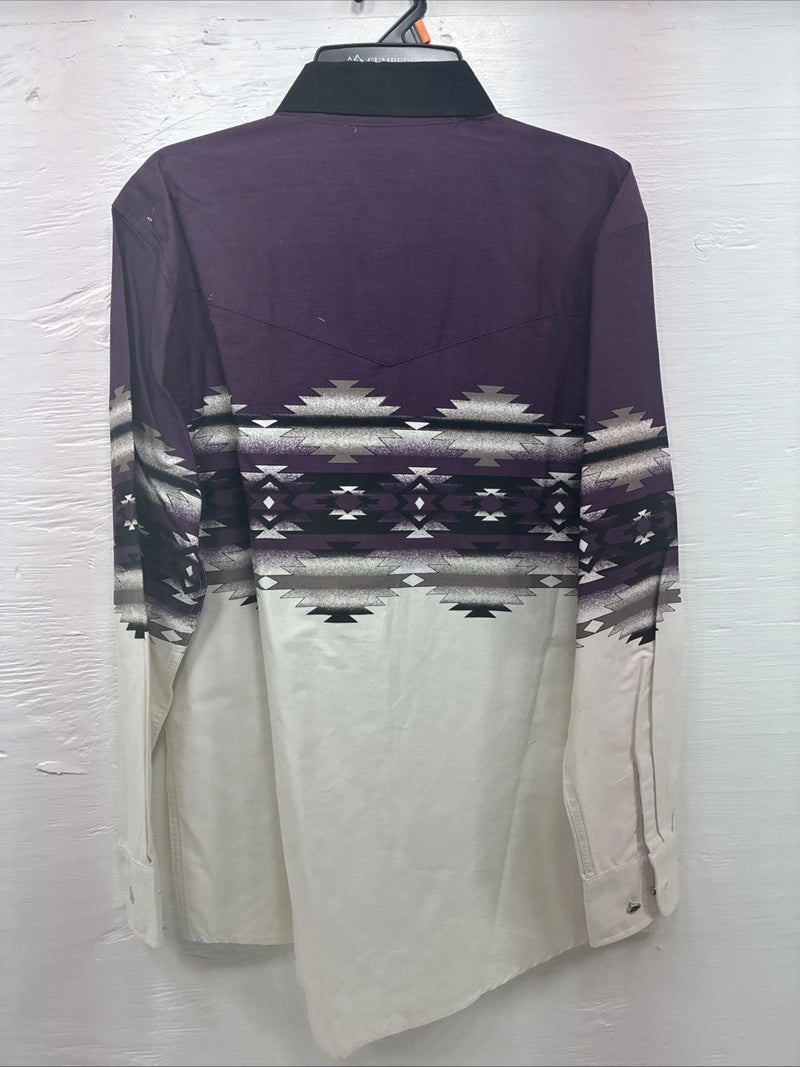 New Women’s Cumberland Purple Western Long Sleeve Button Up Pearl Medium V-59