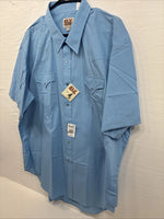 New Men’s ELY Cattleman Blue Western Short Sleeve Pearl Snap 18.5 2XL T-48