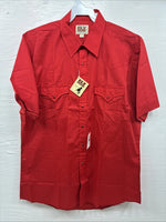 New Men’s ELY Cattleman Red Western Short Sleeve Pearl Snap 16 Large T-57