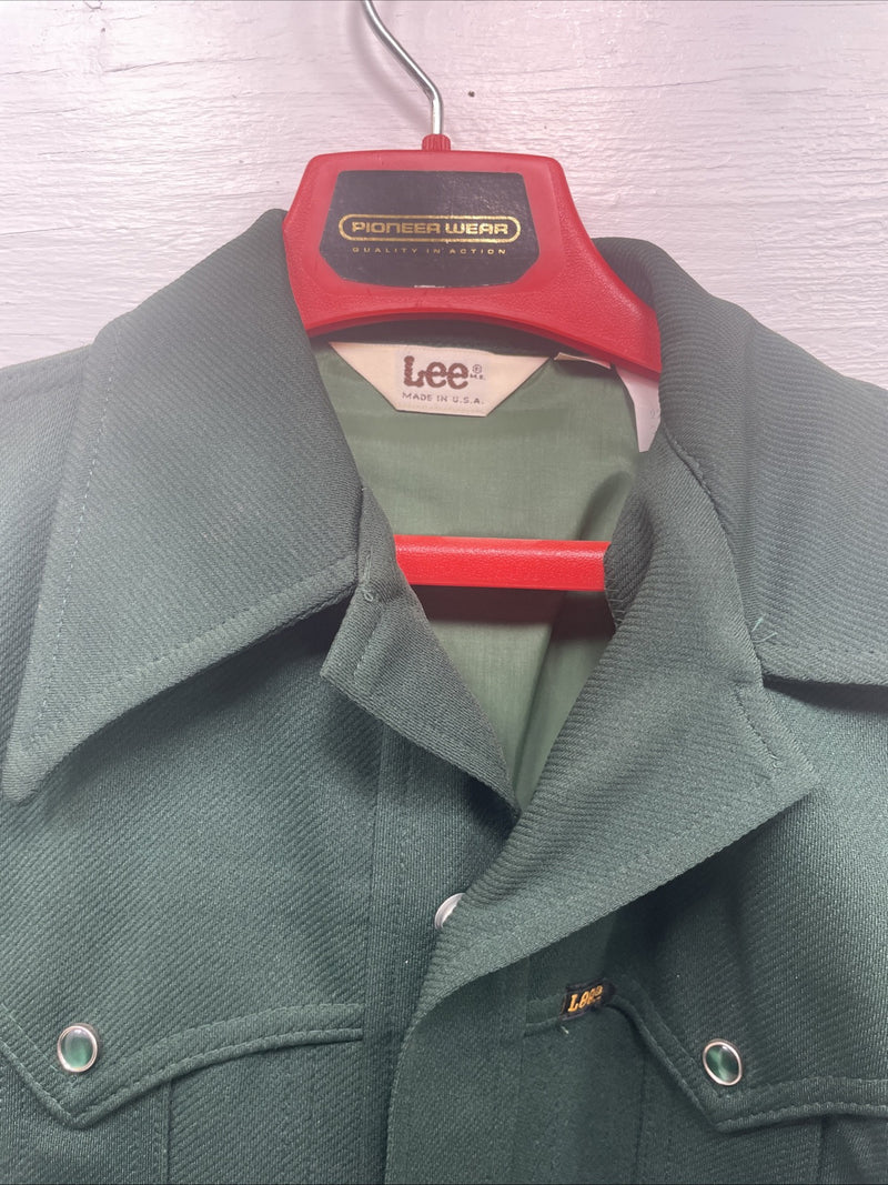 New Men’s Lee Green Long Sleeve Pearl Snap Small Regular B-127