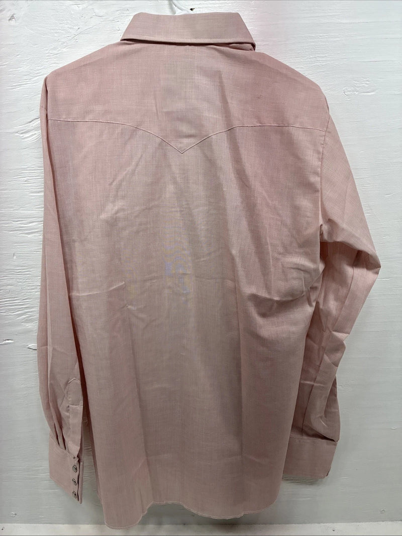 New Men’s H Bar C Pink Long Sleeve Pearl Snap 16 X 36 Large X-71