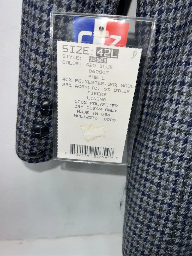 New Men’s Pioneer Wear Blue Plaid Suit Jacket 42L #12504 X-602 