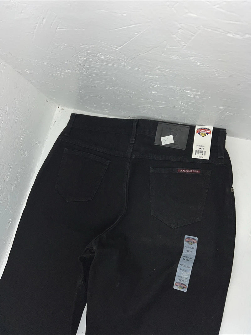 New Women’s Black Diamond Cut Regular Fit Gusset Denim Jeans. 14x36 L-1