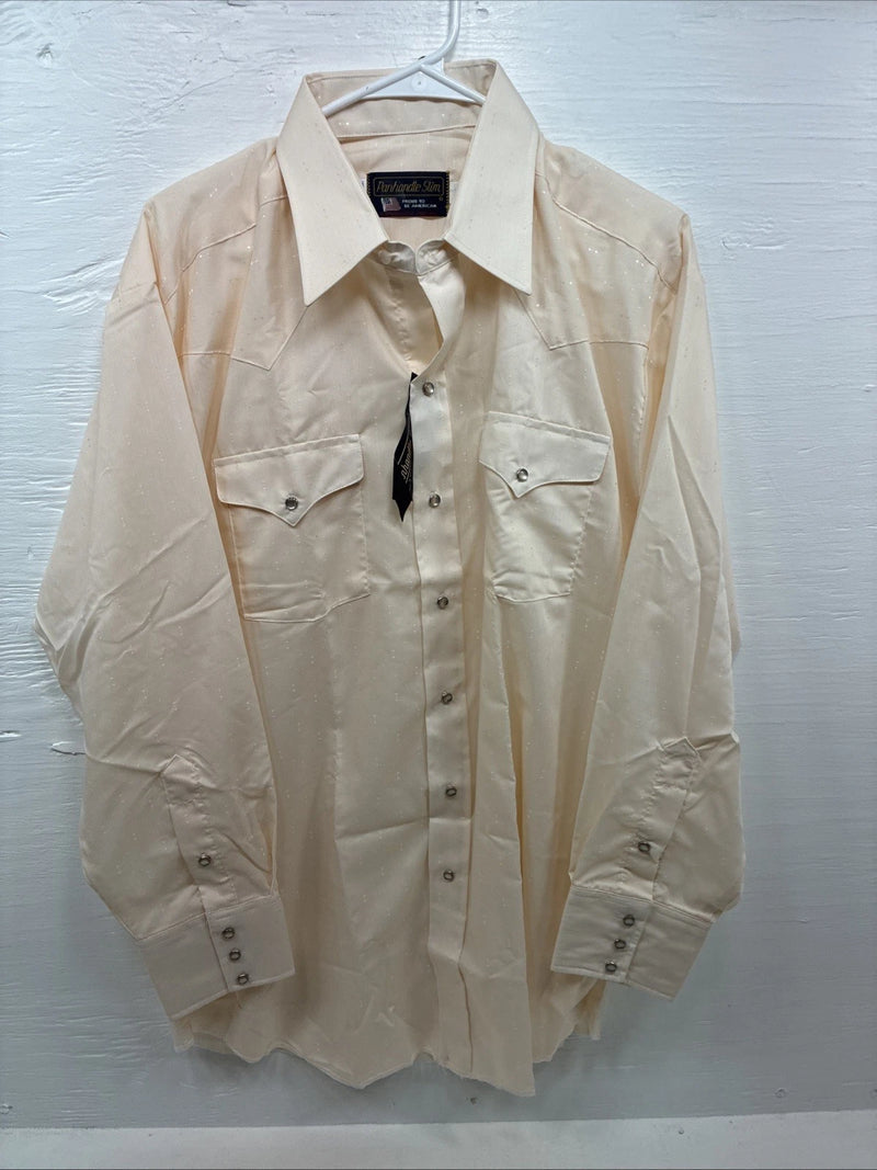 New Men’s Panhandle Slim Light Orange Long Sleeve Pearl Snap 17 Large M-67