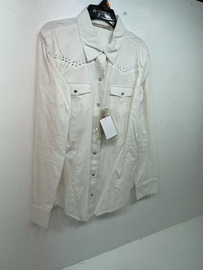 New Women’s White Cumberland Outfitters Long Sleeve Button Up Shirt M 3B-39