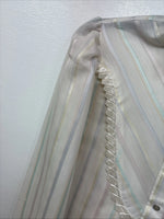 New Women Camlo Rose Multicolor Stripe Long Sleeve Pearl Snap Size 12 YY-104