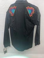 New Men’s Wrangler Black Long Sleeve Button Up Small B-121