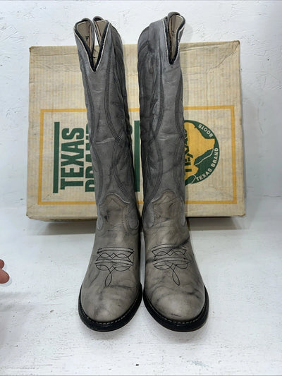 New Women’s Grey Texas Brand Cowboy Boots. 4602 6 M. 19-23