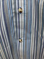 New Kids ELY Classic Blue Stripe Long Sleeve Button Up Large CC-85