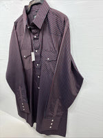 New Men’s White Horse Black Red Stripe Long Sleeve Pearl Snap XL H-77