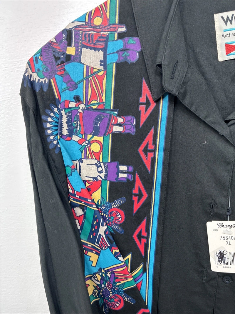 New Women’s Wrangler Black Deigned Long Sleeve Button Up XL II-47